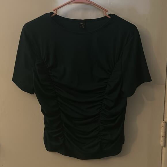 SHEIN Green Ruched Front Short Sleeve Crewneck Top XL  Corporate Siren Casual - Picture 3 of 9